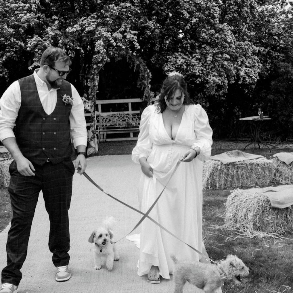 Yorkshire farm wedding with page-dogs